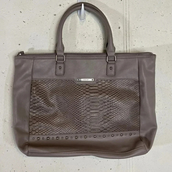 Nine West taupe faux animal skin tote bag - Picture 1 of 8